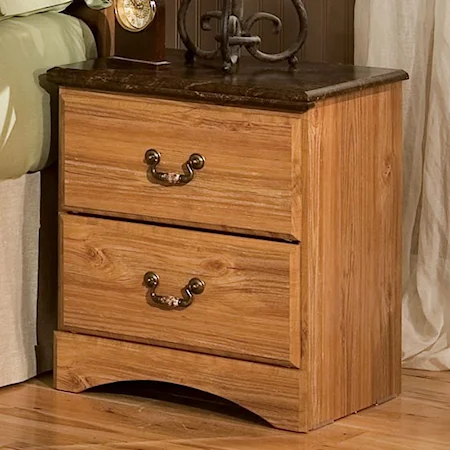 2-Drawer Nightstand with Marble Top